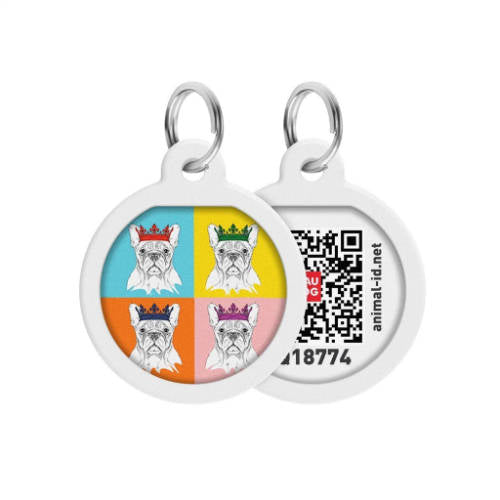 WAUDOG Smart ID QR - biléta (Francia Bulldog minta, QR kód) kisállatok részére (Ø25mm)