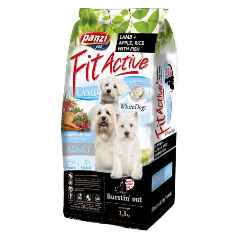 Panzi FitActive WhiteDogs Hypoallergenic (Bárány) száraztáp - Világos színű, felnőtt kutyák részére (1,5kg)