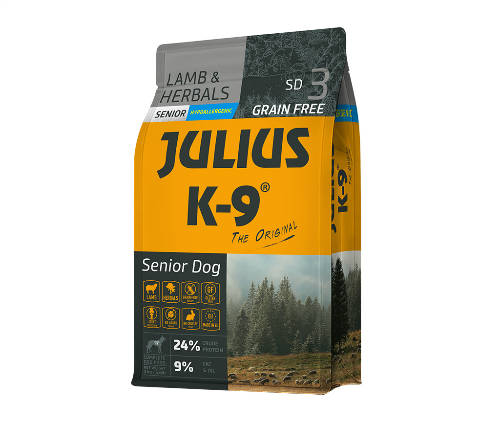 JULIUS K9 Utility Dog Hypoallergenic Senior (Bárány,Gyógynövény) száraztáp - Idős,túlsúlyos kutyáknak TÖBB MÉRETBEN