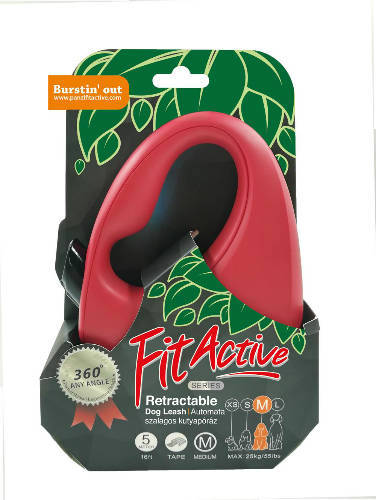 FitActive Retractable Dog Leash - automata szalagos póráz (piros) kutyák részére TÖBB MÉRETBEN